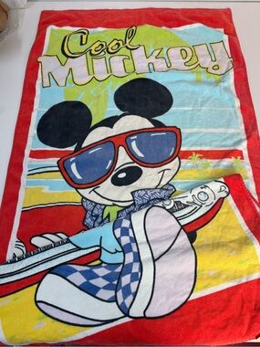 Vintage Franco Disney Cotton Beach Towel in Red, Yellow, Blue